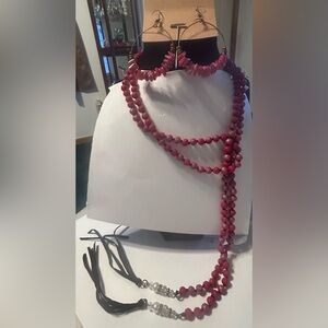 Elegant Plunder Red Beaded Necklace and Earring Set